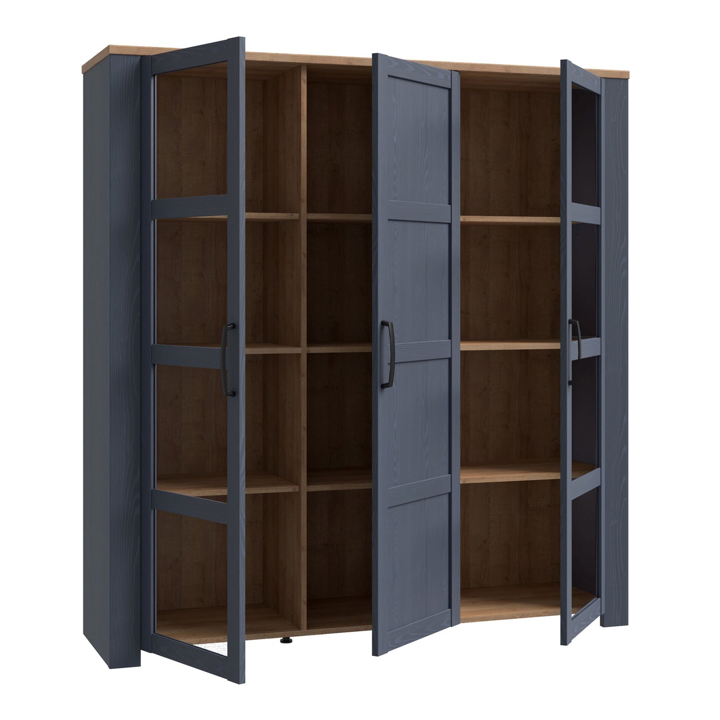 Furniture To Go Bohol 3 Door Large Display Cabinet in Riviera Oak/Navy