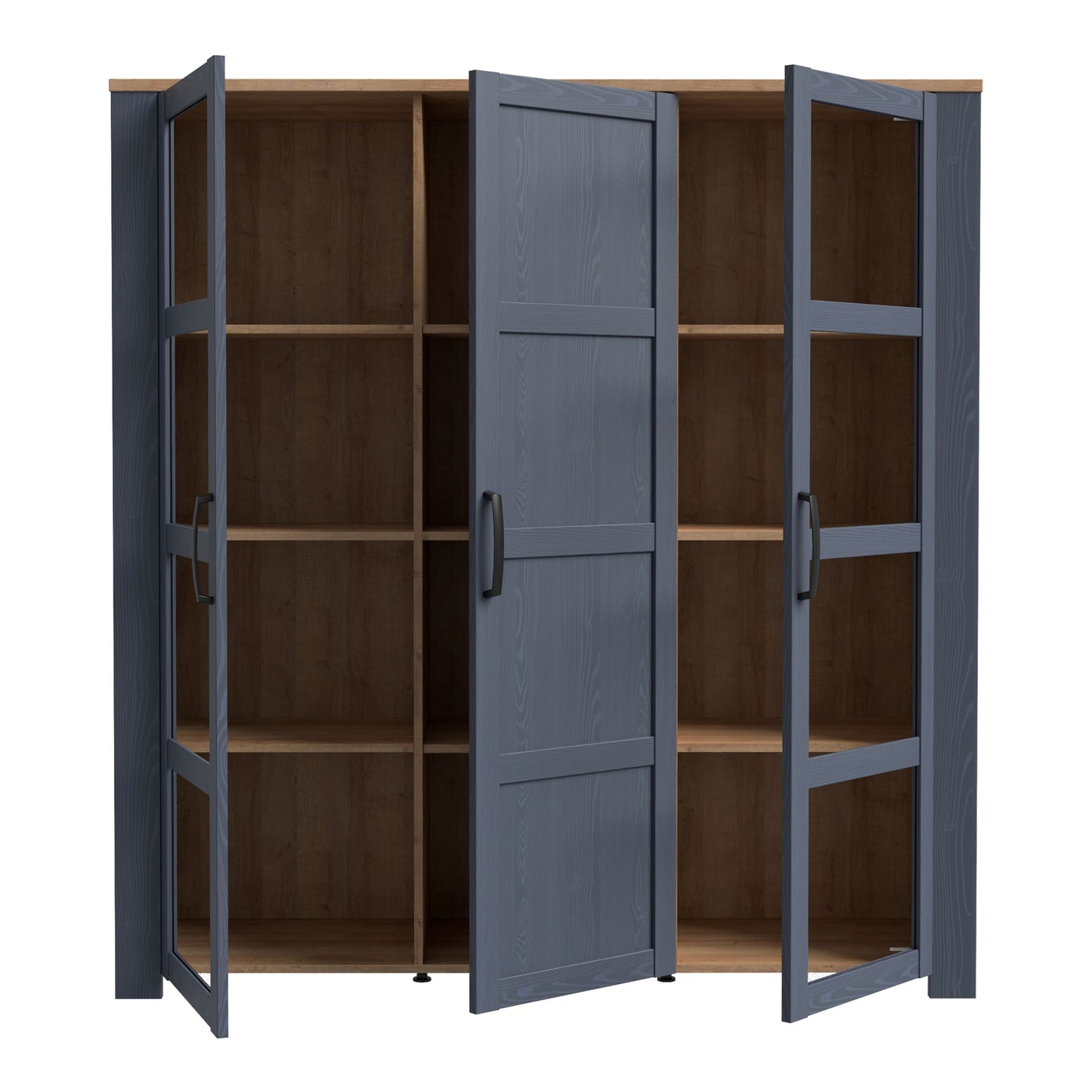 Furniture To Go Bohol 3 Door Large Display Cabinet in Riviera Oak/Navy