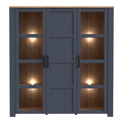 Furniture To Go Bohol 3 Door Large Display Cabinet in Riviera Oak/Navy