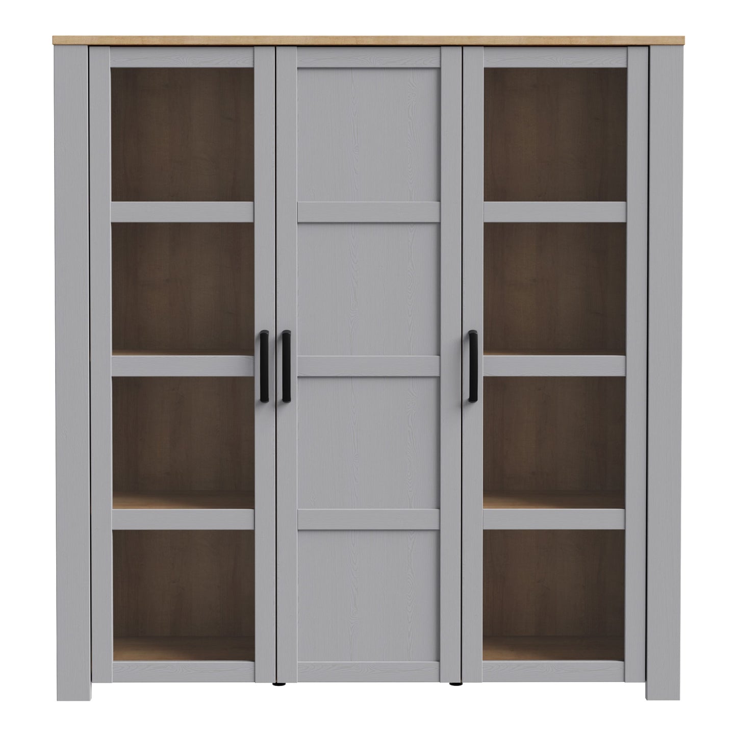 Furniture To Go Bohol 3 Door Large Display Cabinet in Riviera Oak/Grey Oak