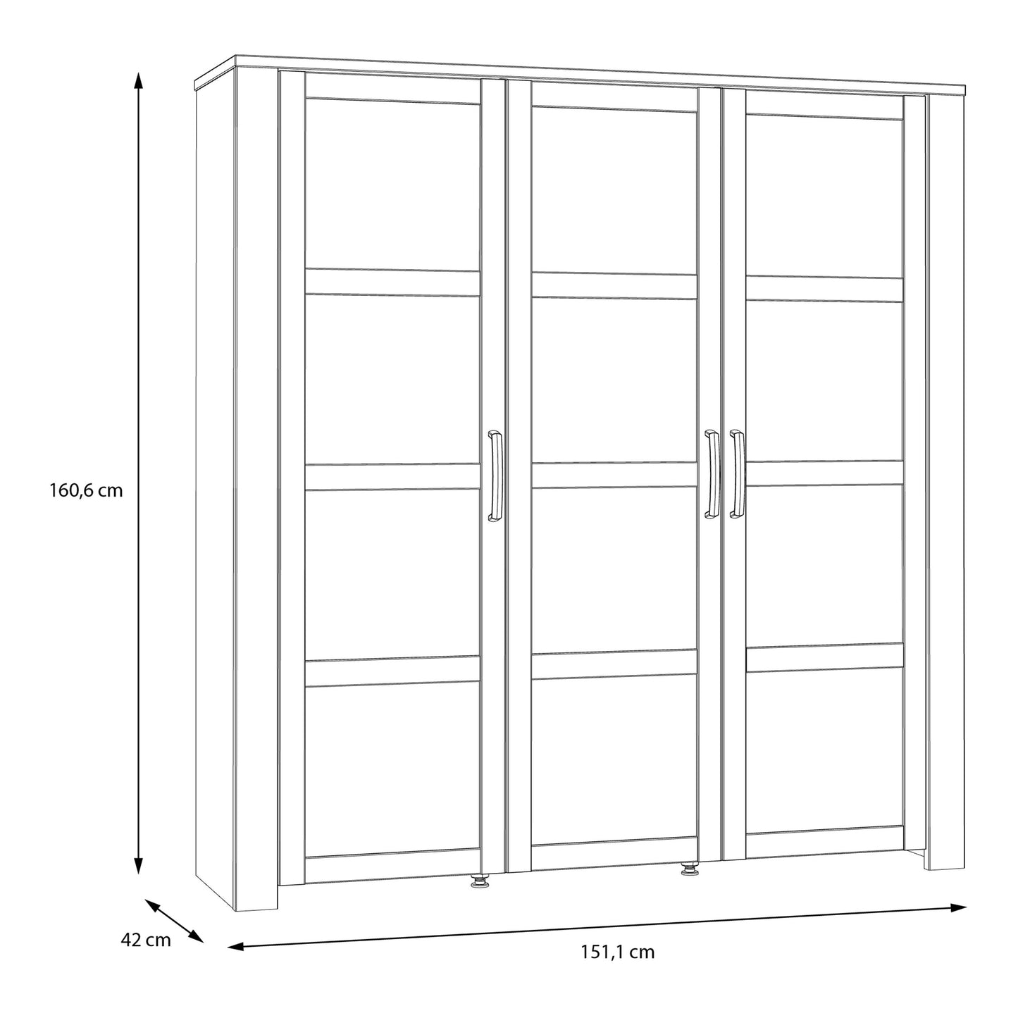 Furniture To Go Bohol 3 Door Large Display Cabinet in Riviera Oak/Grey Oak