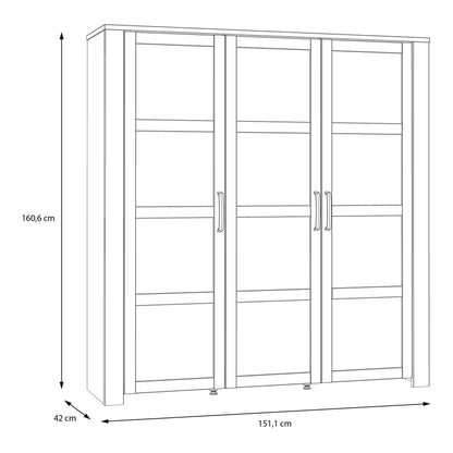 Furniture To Go Bohol 3 Door Large Display Cabinet in Riviera Oak/Grey Oak