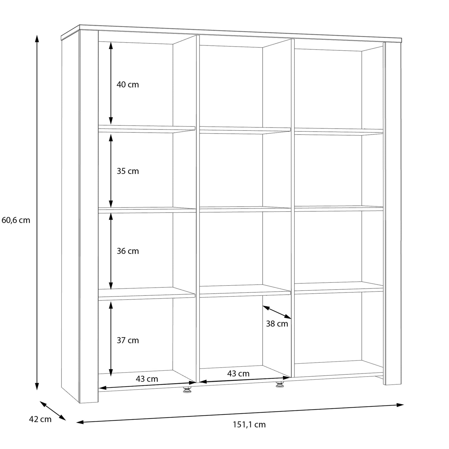 Furniture To Go Bohol 3 Door Large Display Cabinet in Riviera Oak/Grey Oak