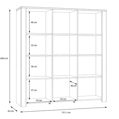 Furniture To Go Bohol 3 Door Large Display Cabinet in Riviera Oak/Grey Oak