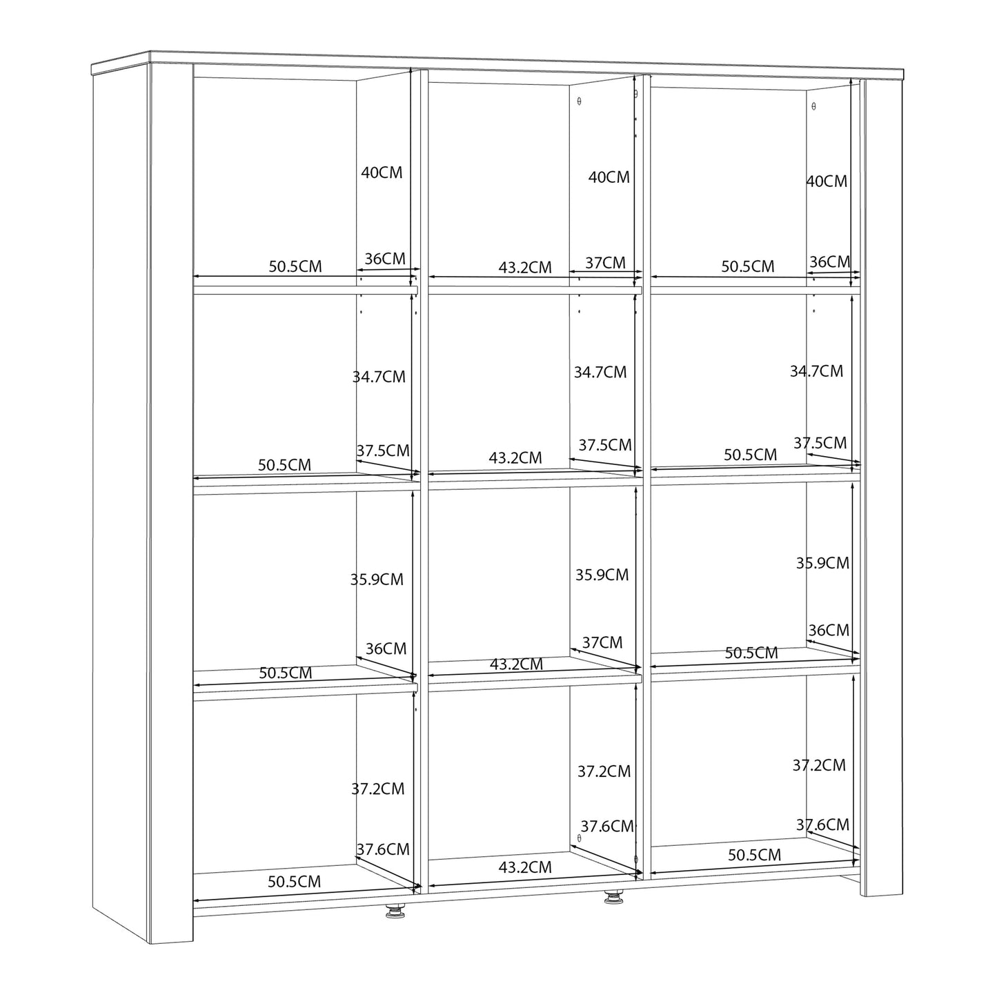 Furniture To Go Bohol 3 Door Large Display Cabinet in Riviera Oak/White