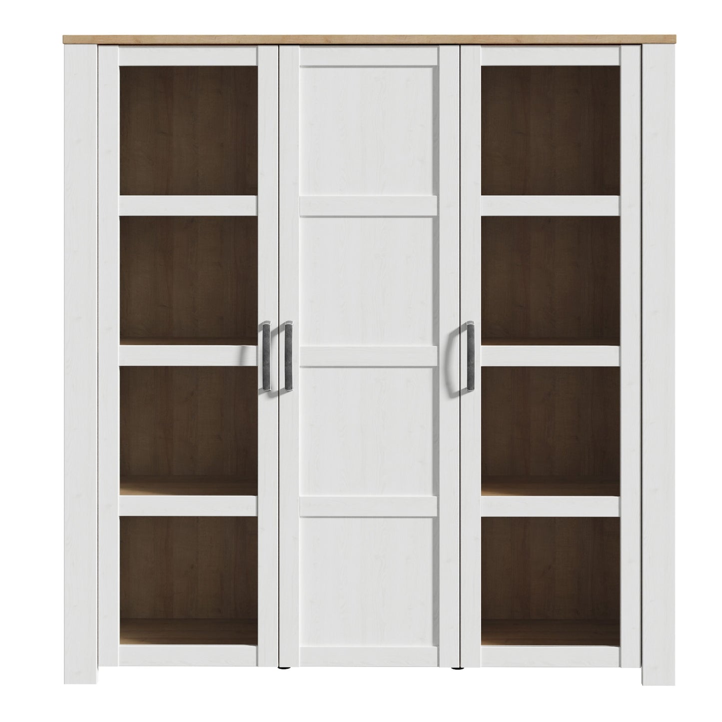 Furniture To Go Bohol 3 Door Large Display Cabinet in Riviera Oak/White