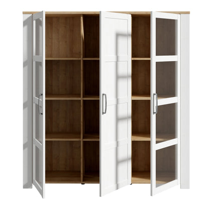 Furniture To Go Bohol 3 Door Large Display Cabinet in Riviera Oak/White