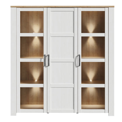 Furniture To Go Bohol 3 Door Large Display Cabinet in Riviera Oak/White