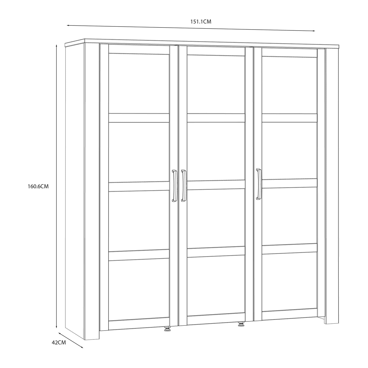 Furniture To Go Bohol 3 Door Large Display Cabinet in Riviera Oak/White