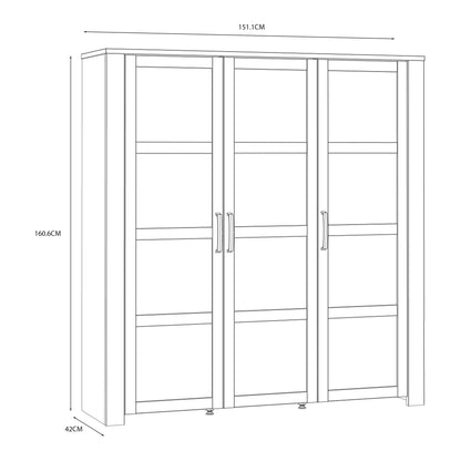 Furniture To Go Bohol 3 Door Large Display Cabinet in Riviera Oak/White