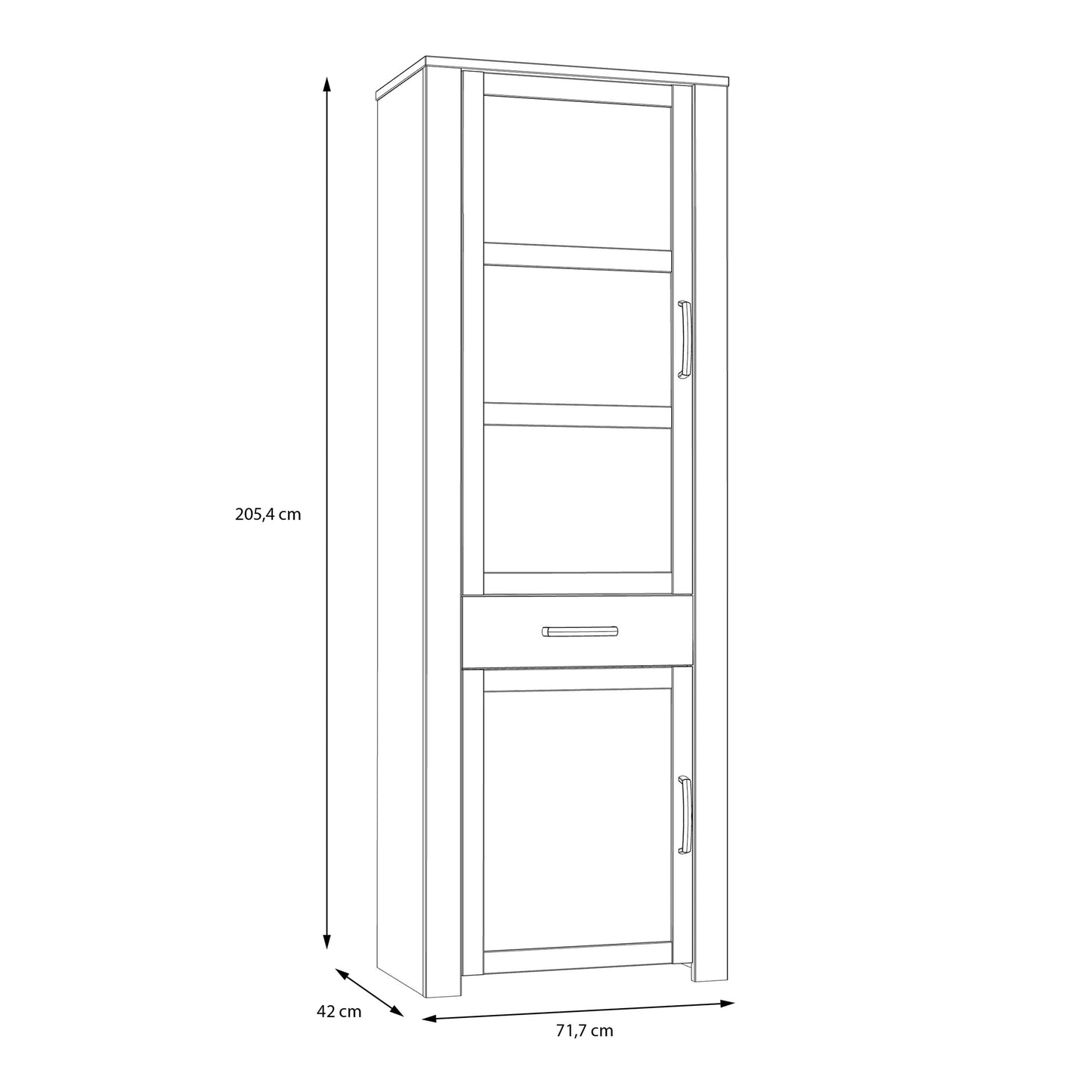 Furniture To Go Bohol 2 Door 1 Drawer Narrow Display Cabinet in Riviera Oak/Grey Oak