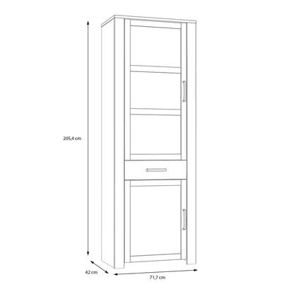 Furniture To Go Bohol 2 Door 1 Drawer Narrow Display Cabinet in Riviera Oak/Grey Oak