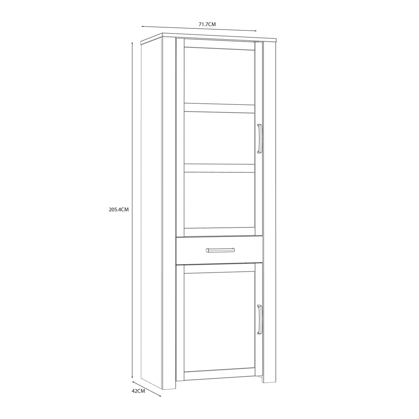 Furniture To Go Bohol 2 Door 1 Drawer Narrow Display Cabinet in Riviera Oak/White