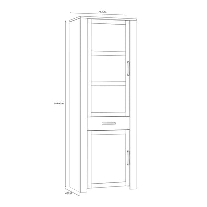 Furniture To Go Bohol 2 Door 1 Drawer Narrow Display Cabinet in Riviera Oak/White