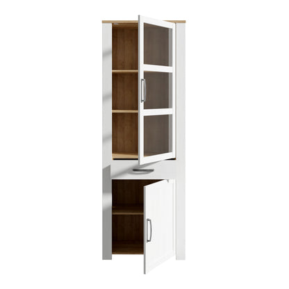 Furniture To Go Bohol 2 Door 1 Drawer Narrow Display Cabinet in Riviera Oak/White