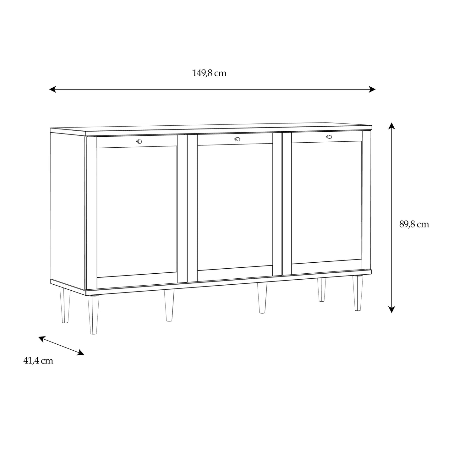 Furniture To Go Bohol Calasetta 3 Door Sideboard in Rattan