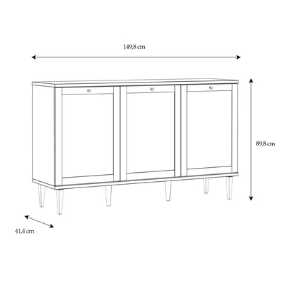 Furniture To Go Bohol Calasetta 3 Door Sideboard in Rattan