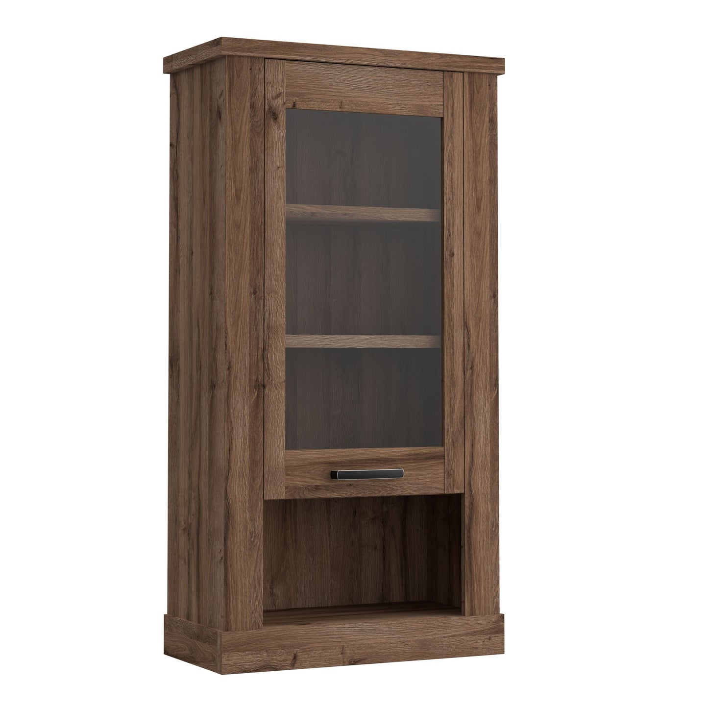 Furniture To Go Corona 1 Door Wall Display Cabinet in Tabak Oak