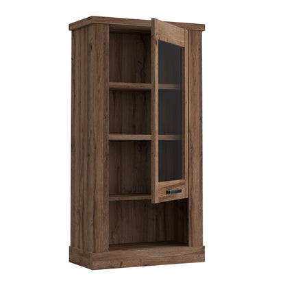 Furniture To Go Corona 1 Door Wall Display Cabinet in Tabak Oak