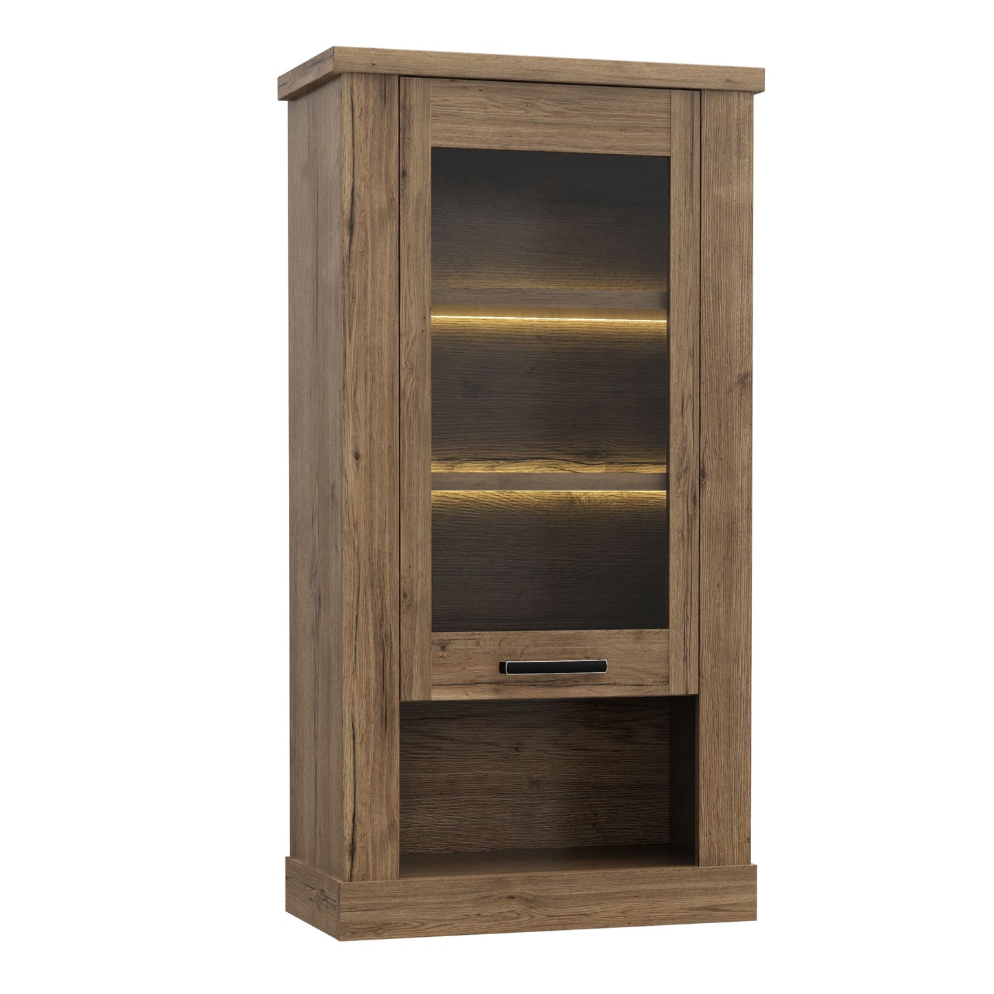 Furniture To Go Corona 1 Door Wall Display Cabinet in Tabak Oak