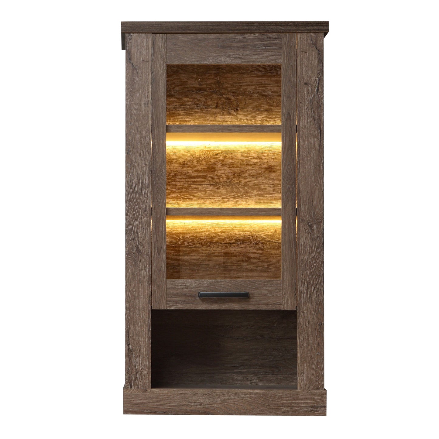 Furniture To Go Corona 1 Door Wall Display Cabinet in Tabak Oak