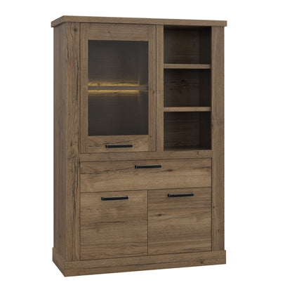 Furniture To Go Corona 1 Door 1 Drawer 3 Shelve Display Cabinet in Tabak Oak