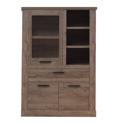 Furniture To Go Corona 1 Door 1 Drawer 3 Shelve Display Cabinet in Tabak Oak