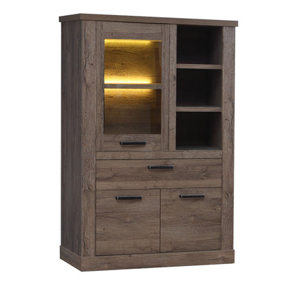 Furniture To Go Corona 1 Door 1 Drawer 3 Shelve Display Cabinet in Tabak Oak