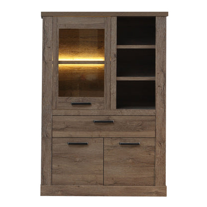 Furniture To Go Corona 1 Door 1 Drawer 3 Shelve Display Cabinet in Tabak Oak