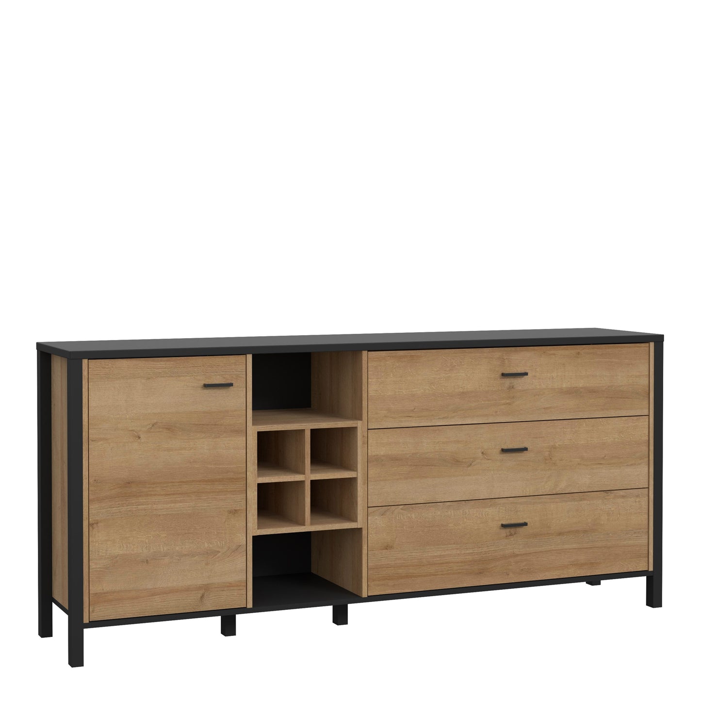 Furniture To Go Bohol High Rock (Large) Sideboard in Matt Black/Riviera Oak