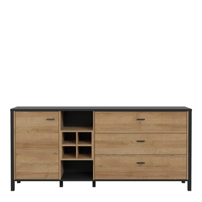 Furniture To Go Bohol High Rock (Large) Sideboard in Matt Black/Riviera Oak