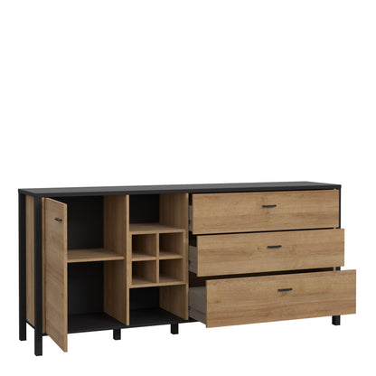 Furniture To Go Bohol High Rock (Large) Sideboard in Matt Black/Riviera Oak