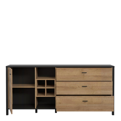 Furniture To Go Bohol High Rock (Large) Sideboard in Matt Black/Riviera Oak