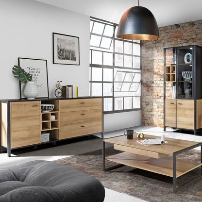 Furniture To Go Bohol High Rock (Large) Sideboard in Matt Black/Riviera Oak