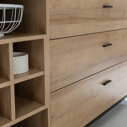 Furniture To Go Bohol High Rock (Large) Sideboard in Matt Black/Riviera Oak