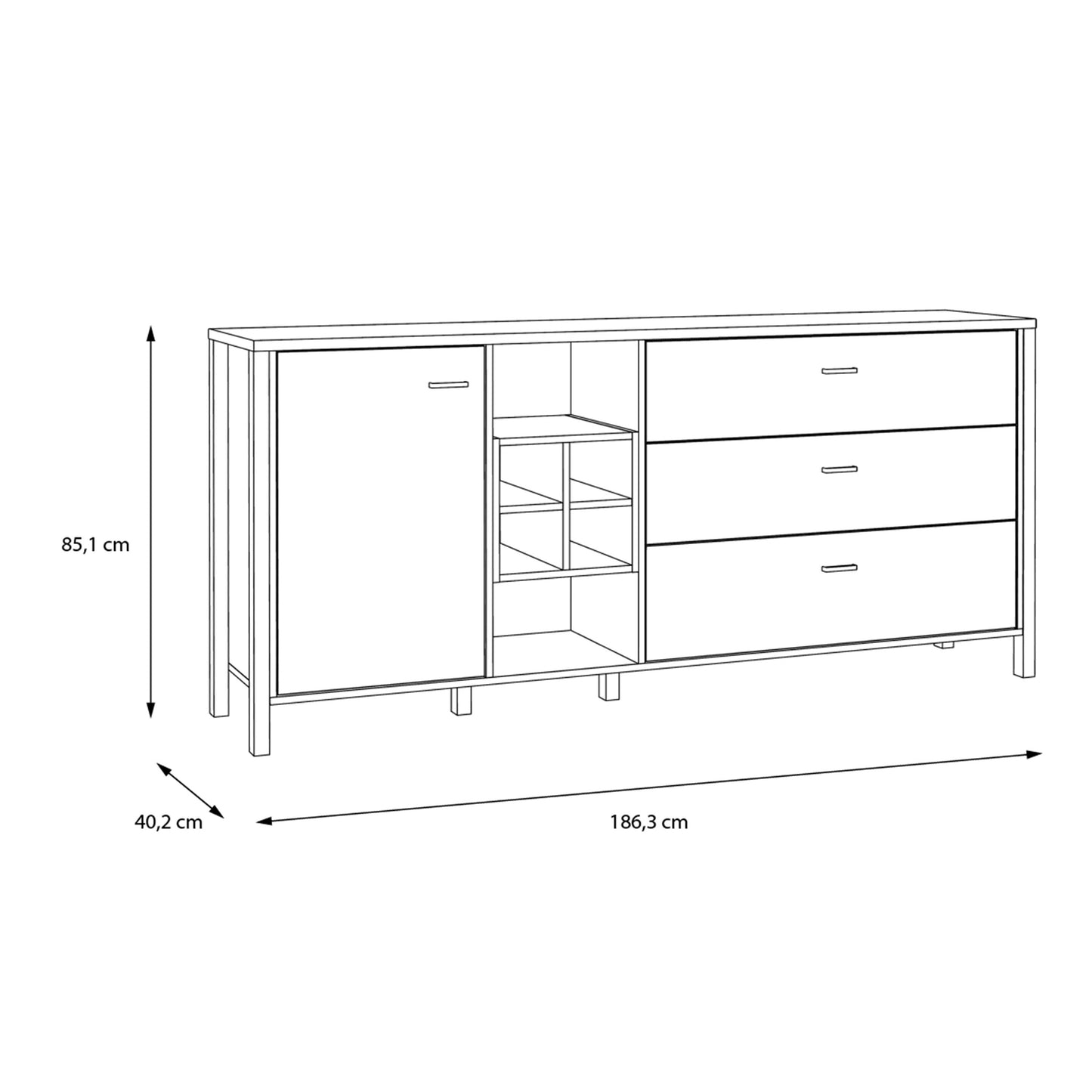 Furniture To Go Bohol High Rock (Large) Sideboard in Matt Black/Riviera Oak