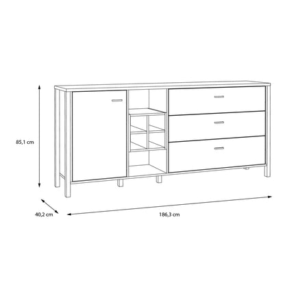 Furniture To Go Bohol High Rock (Large) Sideboard in Matt Black/Riviera Oak