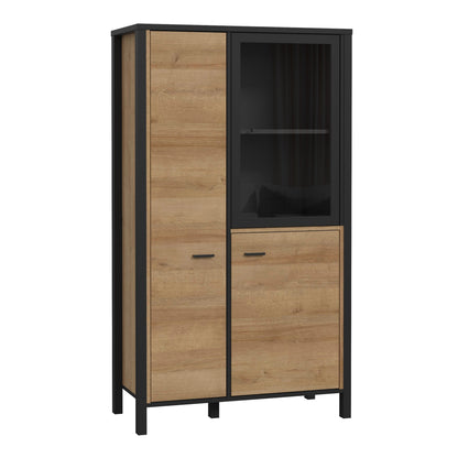 Furniture To Go High Rock Small Display Cabinet in Matt Black/Riviera Oak