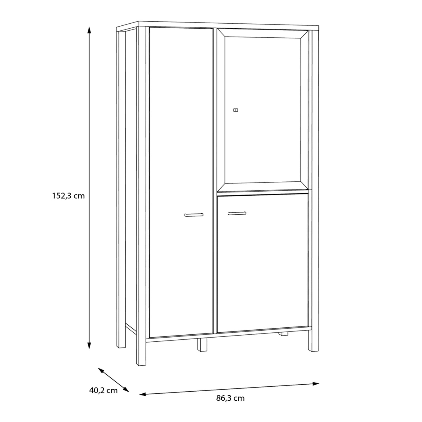 Furniture To Go High Rock Small Display Cabinet in Matt Black/Riviera Oak