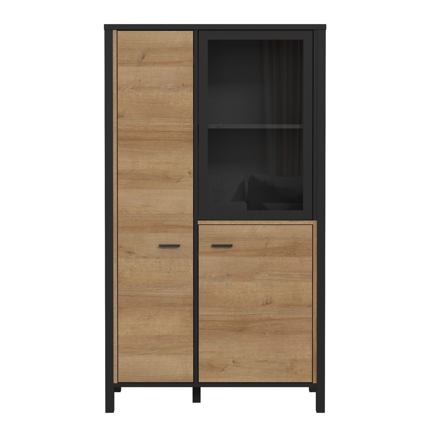 Furniture To Go High Rock Small Display Cabinet in Matt Black/Riviera Oak