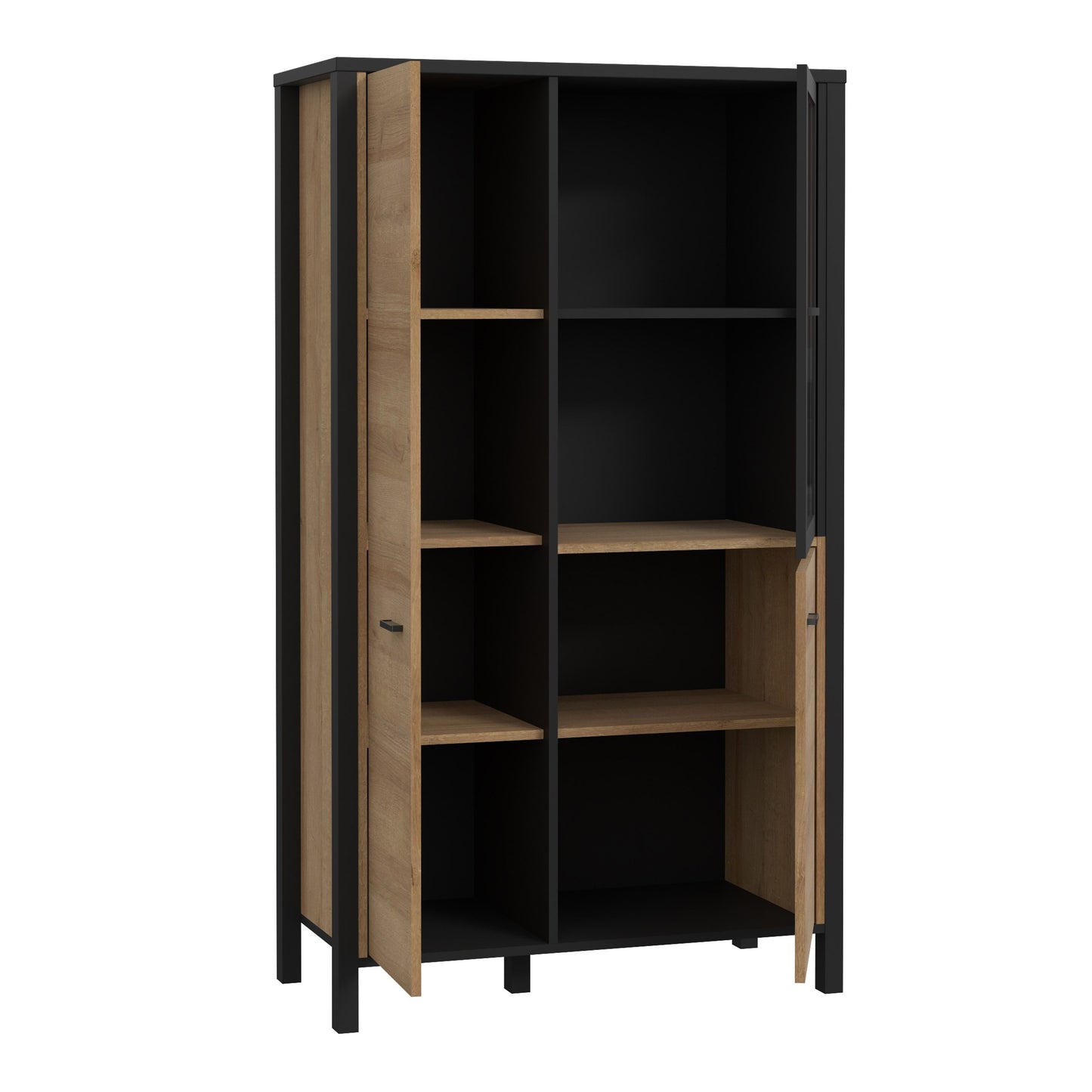 Furniture To Go High Rock Small Display Cabinet in Matt Black/Riviera Oak