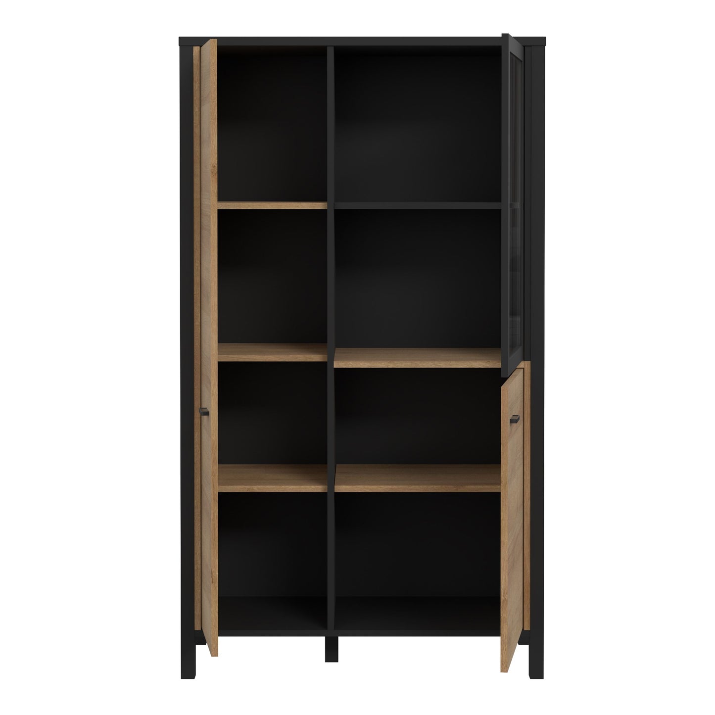 Furniture To Go High Rock Small Display Cabinet in Matt Black/Riviera Oak