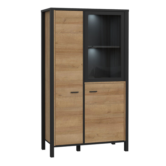 Furniture To Go High Rock Small Display Cabinet in Matt Black/Riviera Oak