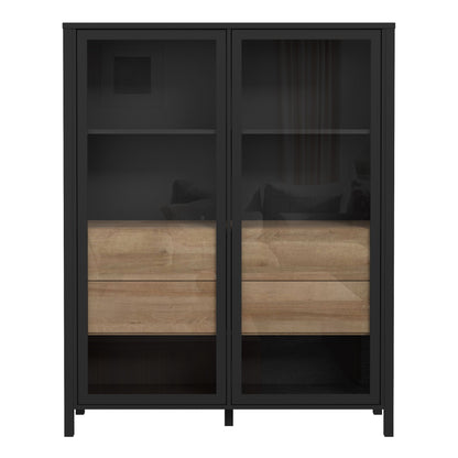 Furniture To Go High Rock Extra Wide Display Cabinet in Matt Black/Riviera Oak