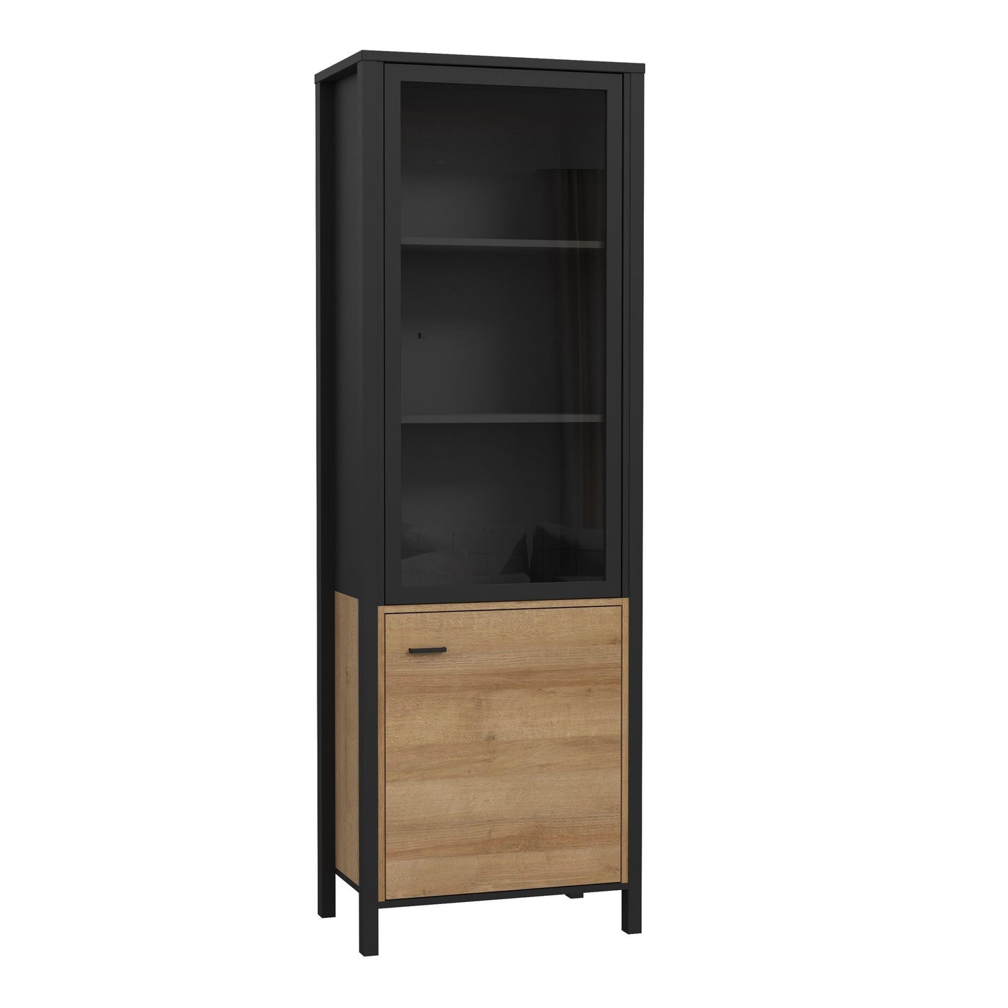 Furniture To Go High Rock Wide Display Cabinet in Matt Black/Riviera Oak