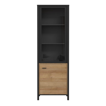 Furniture To Go High Rock Wide Display Cabinet in Matt Black/Riviera Oak