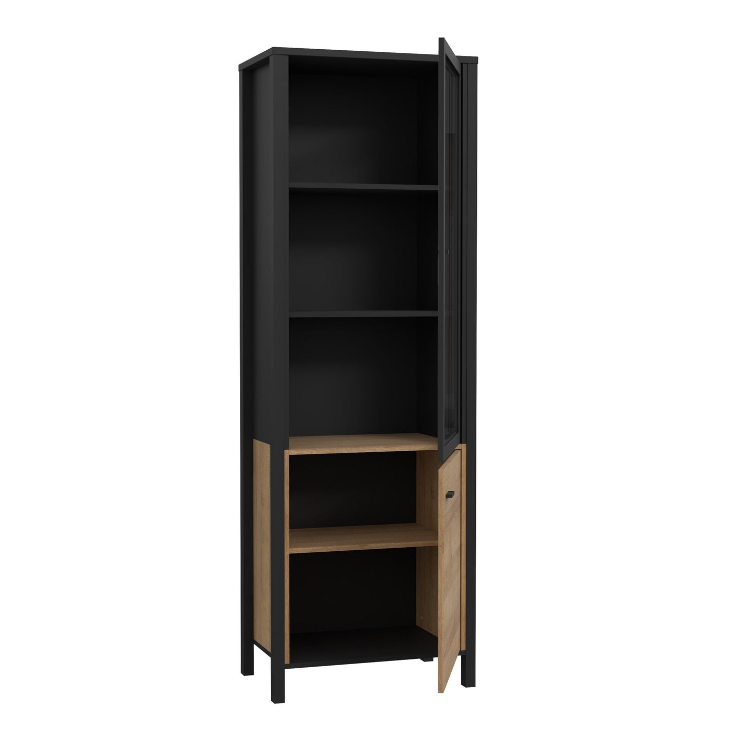 Furniture To Go High Rock Wide Display Cabinet in Matt Black/Riviera Oak