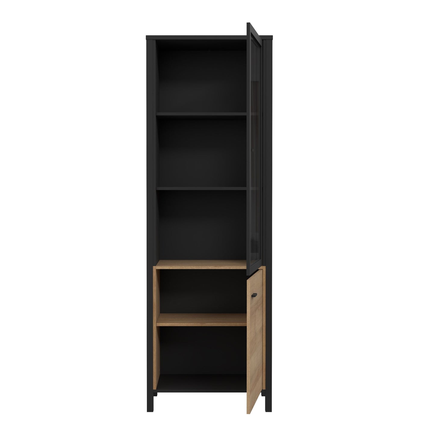 Furniture To Go High Rock Wide Display Cabinet in Matt Black/Riviera Oak