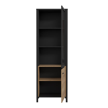 Furniture To Go High Rock Wide Display Cabinet in Matt Black/Riviera Oak