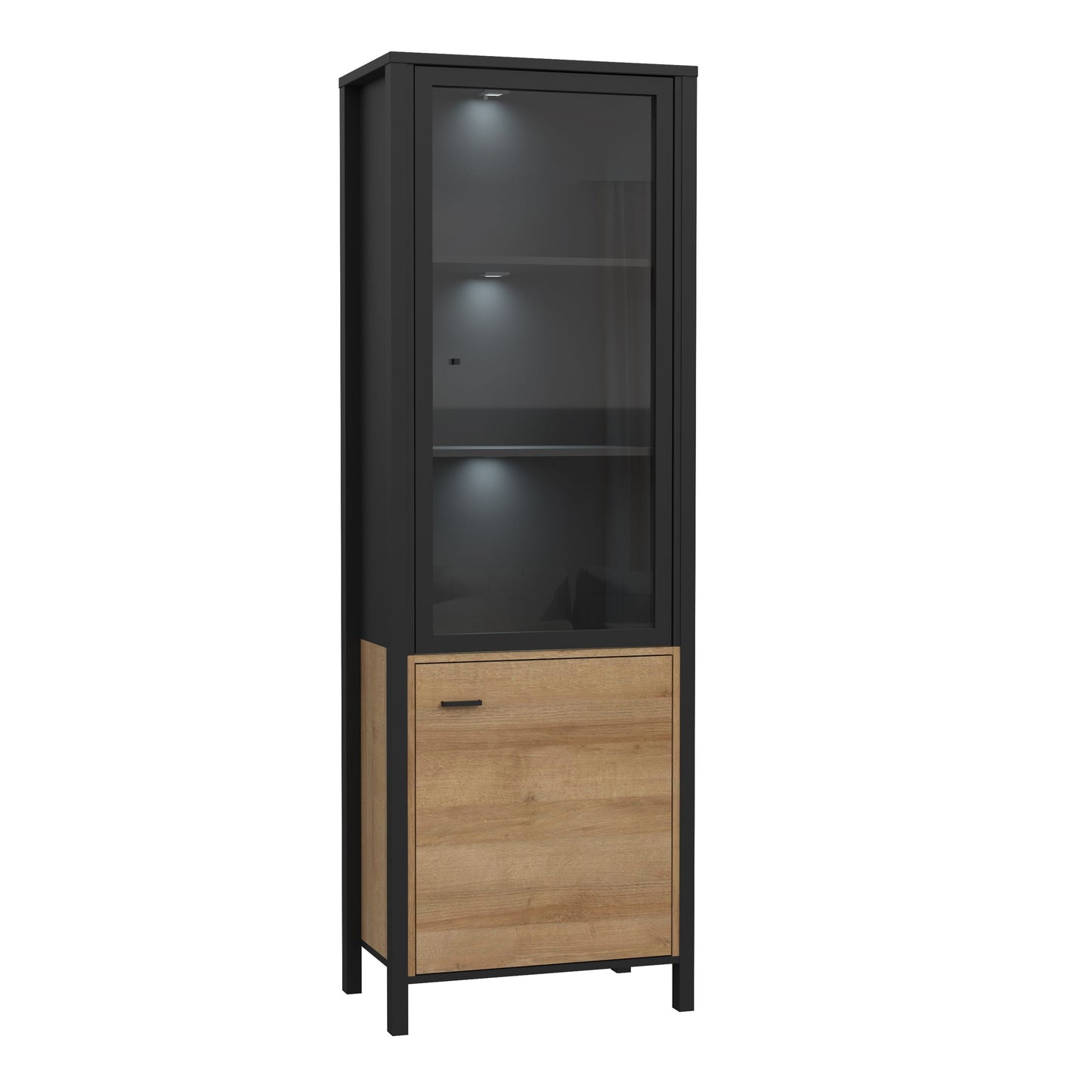 Furniture To Go High Rock Wide Display Cabinet in Matt Black/Riviera Oak